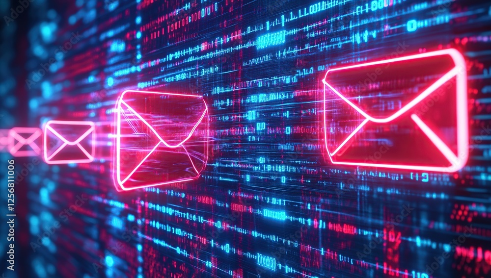 Poster digital email messages flowing through cyberspace: a visual representation of rapid online communica