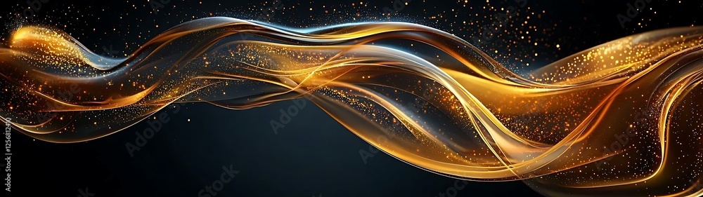 Aufkleber dried zesty drizzle elegant golden wave with sparkles on a dark background