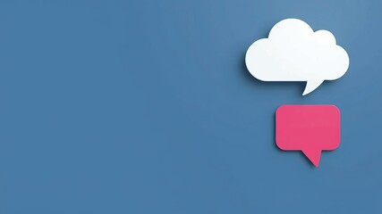 3D render of cloud-shaped speech bubble cut out for design projects, illustration, design, creative