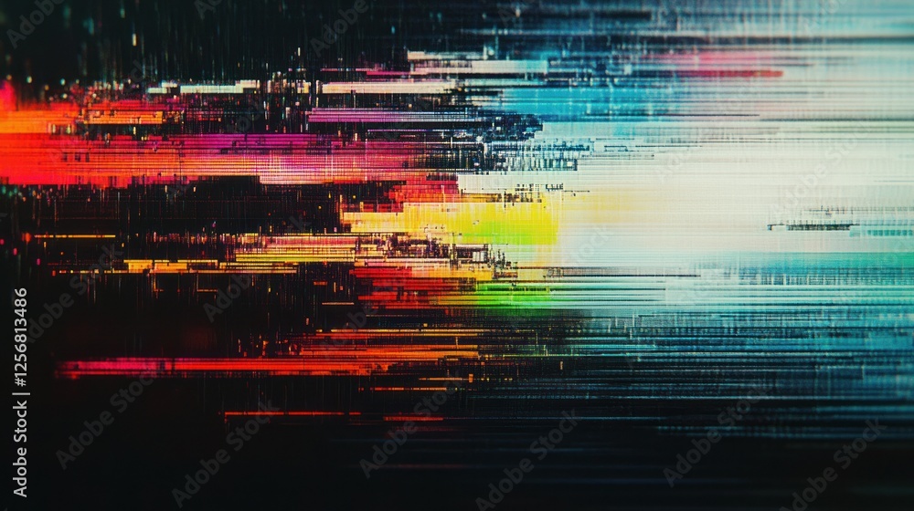 Poster abstract digital art showcasing vibrant streaks of color representing motion and energy in a dynamic
