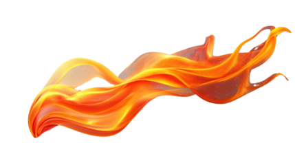 Abstract fire flame design element flowing on transparent background