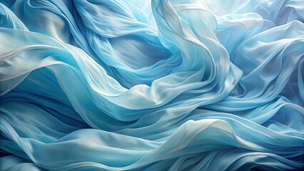 Obraz premium Ethereal Soft Blue Fabric Waves in Flowing Motion - Serene Textiles for Dreamy Backgrounds and Artistic Portraits