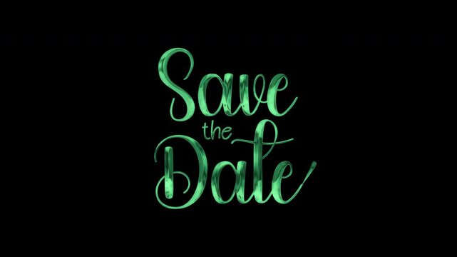 Animated save the date lettering with gold dots. Perfect for elegant wedding invitations or event announcements with a touch of luxury.