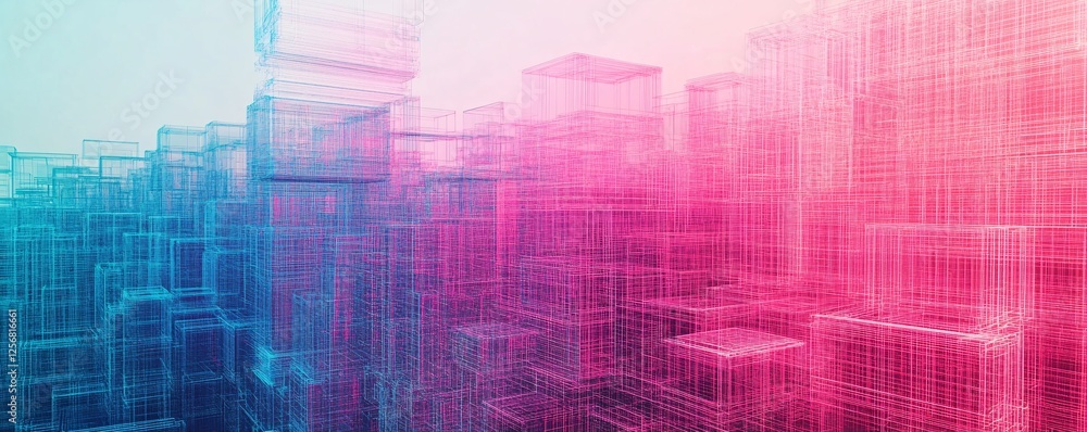 Poster Abstract 3d city rendering showing modern architecture