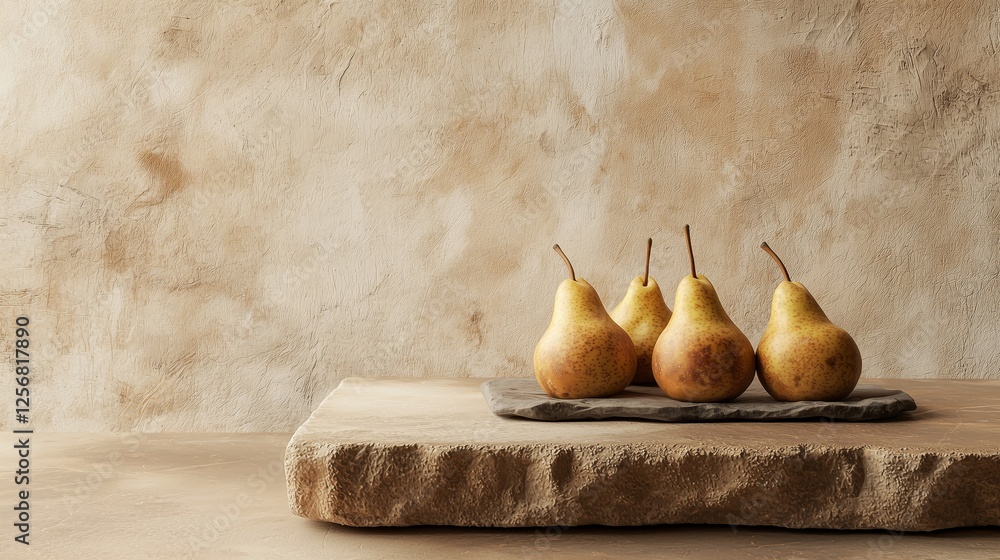 Poster rustic stone podium with textured surface and rough edges