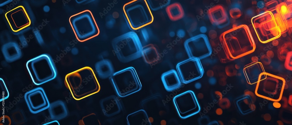 Poster abstract digital background with glowing squares and colors