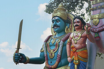 Hindu god Muneeshwarar staute in indian village and also known as Ayyanar	
