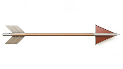 Wooden Arrow with Metal Tip on White Background