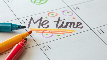 Colorful Calendar Note Reminding to Take Time for Yourself