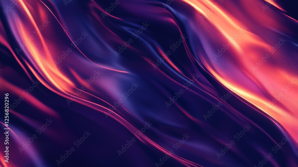 Poster abstract wave patterns in vibrant purple and orange hues creating a dynamic background