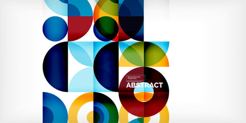 Obraz premium Minimal geometric abstract background. Circle square and triangle design. Trendy techno business template for wallpaper, banner, background or landing