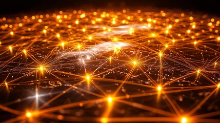 Fototapeta premium Abstract representation of a glowing network of connections over a dark background