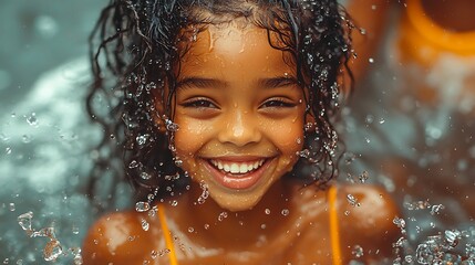 Obraz premium A heartwarming scene an Afro girl and her friend playing together, their smiles wide and genuine in a moment shared happiness.