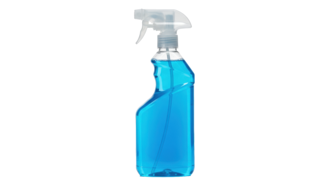 Blue Cleaning Spray Bottle on White Background Isolated Transparent Background png