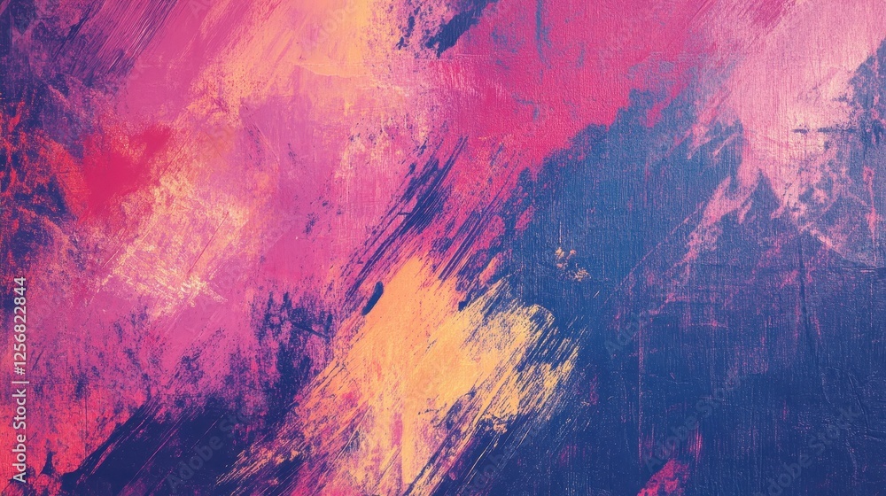 Poster expressive colorful brushstrokes on canvas create an abstract background