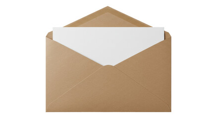 Brown Envelope with Blank White Card Invitation Mockup Isolated Transparent Background png