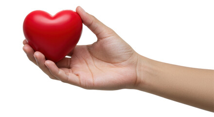 Hand Holding a Red Heart, Symbol of Love, Care, and Health Isolated Transparent Background png