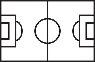 Soccer field in line style. Football pitch. Black outline court and stadium on white background. Icon for football match, league and scheme. Graphic icon for sport area, game and training. Vector © ImamRois