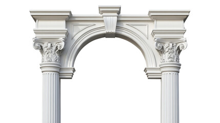 Naklejka premium White arch with columns and corinthian capitals on transparent background