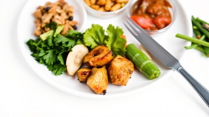 Delicious and Healthy Asian Fusion Meal on a White Plate