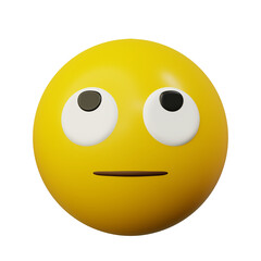 3d Emoticon Rolling Eyes Up Face Yellow Ball Emoticon Emoji or Smiley