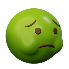 3d Emoticon Nauseated or Hold Puke Face Green or Yellow Ball Emoticon Emoji or Smiley