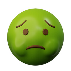 3d Emoticon Nauseated or Hold Puke Face Green or Yellow Ball Emoticon Emoji or Smiley
