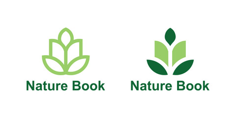 logo design combination of books and leaves, logo for plant education, eco, nature, symbol, icon, idea, creative.