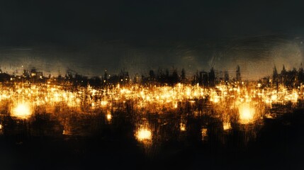 Obraz premium Golden Night Cityscape: A Vibrant Urban Abstract