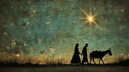 Canvas schilderij Kaki The Star of Bethlehem: A Timeless Symbol of Faith and Hope  © Pixcellence
