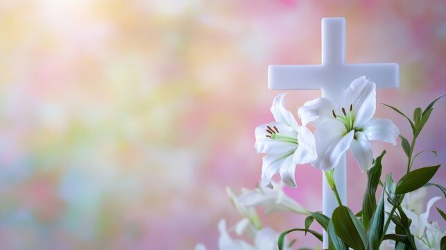 White Lily and Cross - A Symbol of Faith and Hope