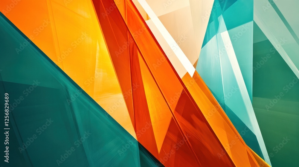 Poster abstract geometric composition with vibrant colors and sharp angles in a modern design