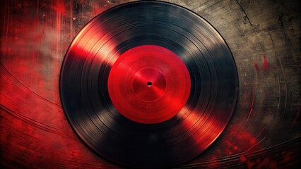 Vintage red overlay effect on a scratched surface black and red, distressed vinyl record