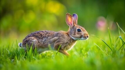 Fototapeta premium Eastern Cottontail Rabbit in Meadow