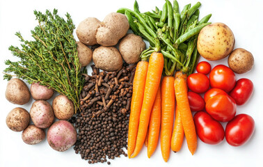 A Colorful Collection of Fresh Vegetables Herbs and Spices Ready for Cooking
