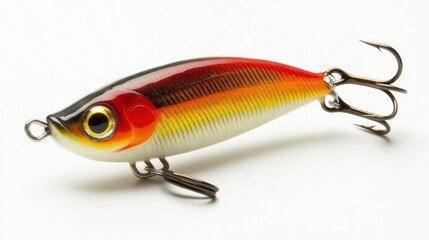 Colorful fishing lure against white background. Potential use Stock photo for fishing supplies catalog