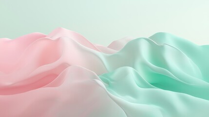 Obraz premium Pastel Dream: Abstract Draped Fabric in Pink and Mint Green