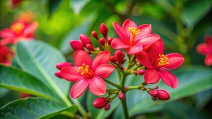 Obraz premium Jatropha podagrica flower close-up, nature, botanical, nature, botanical
