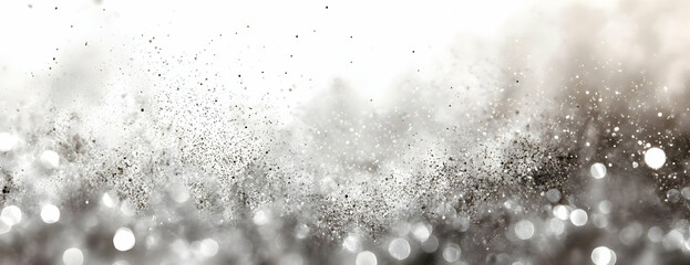 Silver glitter explosion, bokeh background