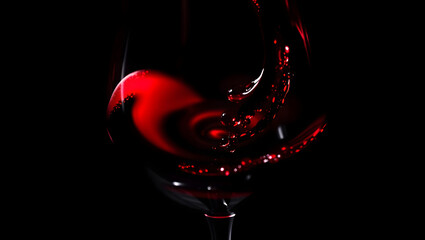Swirling Red Wine: A captivating close-up of a glass of red wine swirling, creating a mesmerizing vortex of color and texture.