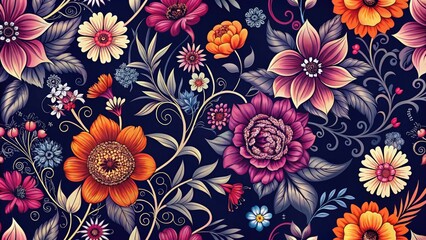 Seamless Floral Pattern Silhouette Photography for Home Decor, Textiles, and Backgrounds â€“ Elegant Flower Designs in Black and White for Modern Aesthetics