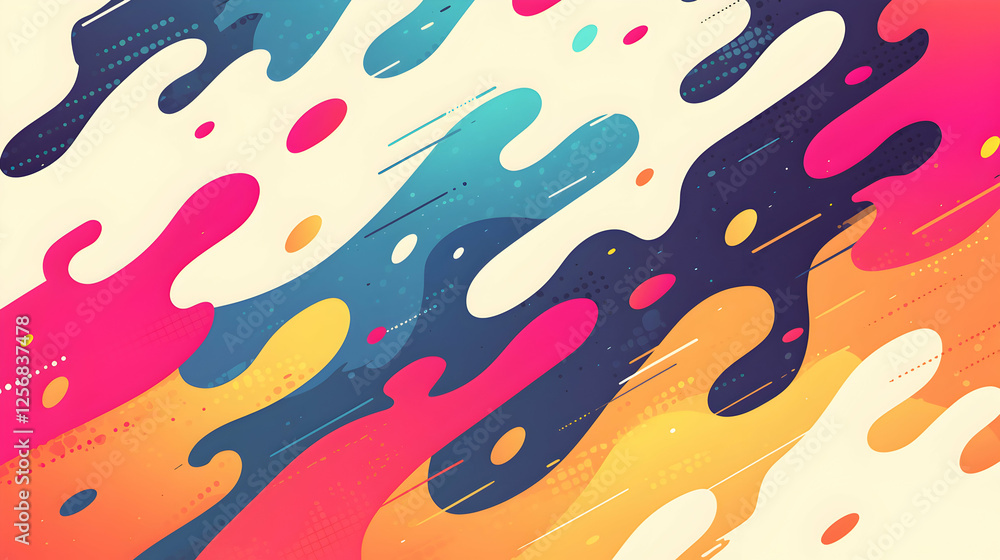 Poster colorful abstract liquid shapes background design with dynamic lines and gradients