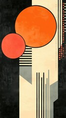 Abstract illustration featuring geometric shapes and art deco design