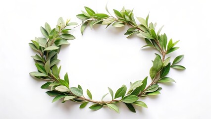 Laurel Crown Twig Isolated on White Background, floral motif, nature-inspired decor
