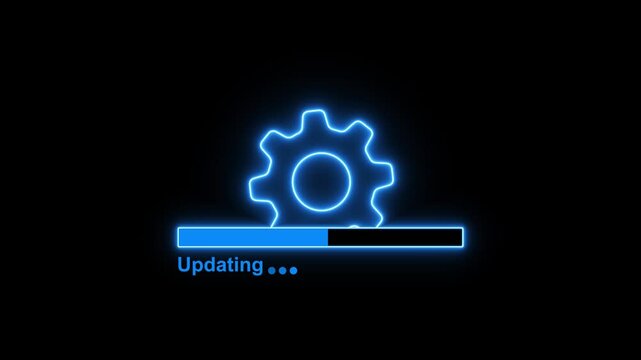 updating bar animation on black background. setting and update icon animate. bar animation video.