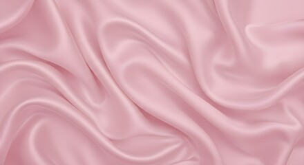 Fototapeta premium Pink silk fabric background, luxurious pink cloth, wavy satin texture, creating a soft, elegant wallpaper.