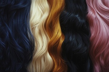 Fototapeta premium Explore Vibrant Hair Color Trends: Shades of Blonde, Brunette, Red, and Pink Hair Color Options for Stylish Looks