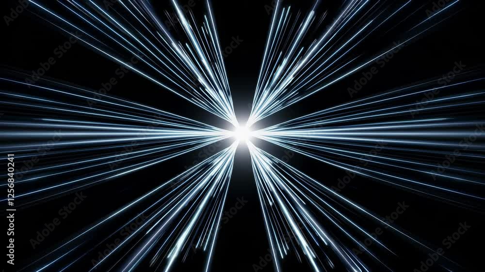 Poster dynamic radiant burst of light beams creating hypnotic star patterns in motion