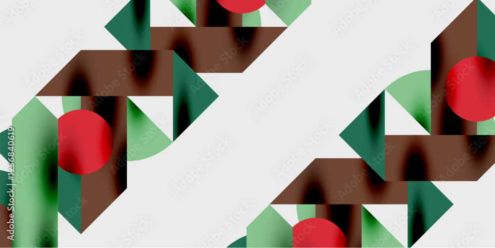 Aufkleber detailed composition of circles, semicircles, and triangles with glossy effects and smooth gradients