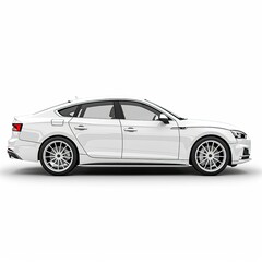 Obraz premium A side view of a sleek, modern white sedan showcasing its design and features. isolated on white background